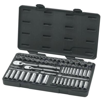 Apex Tool Group 68 Pc Surface Drv Socket Sets w/84 Tooth Ratchets, 1/4 in, 3/8 in, SAE, Metric, 83000