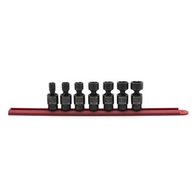 Apex Tool Group 7 Pc. 6 Point Standard X-Core Pinless Universal Impact SAE Socket Sets, 3/8 in, 84974