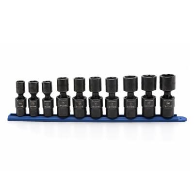 Apex Tool Group 10 Pc. 6 Point Standard X-Core Pinless Universal Impact Metric Socket Sets, 3/8, 84979