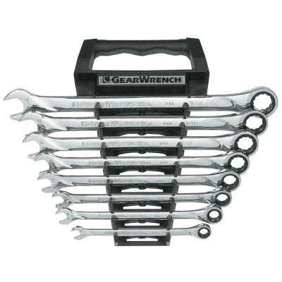 Apex Tool Group 8 Pc XL Combination Ratcheting Wrench Sets, 12 Point, SAE, 85198