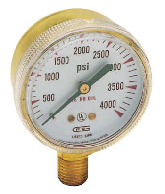 Gentec 2 in Pressure Gauge, 100 psi (tensile), Brass, 1/4 in NPT(M), G20B-F100SP