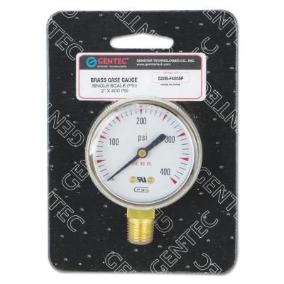 Gentec 2 in Pressure Gauge, 400 psi (tensile), Brass, 1/4 in NPT(M), G20B-F400SP