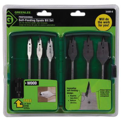 GreenleeÂ® 03710 6 SPADE BIT SET (3/8" TO 1" ), 34AR-6