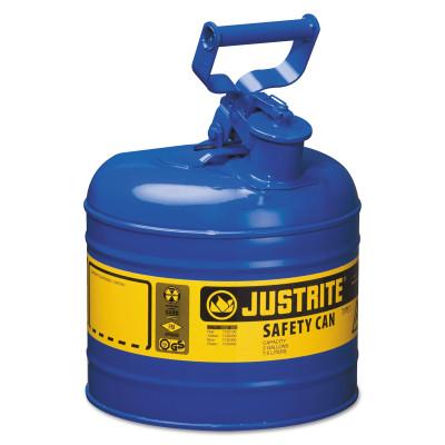 Justrite Type I Safety Cans, Kerosene, 2 gal, Blue, 7120300