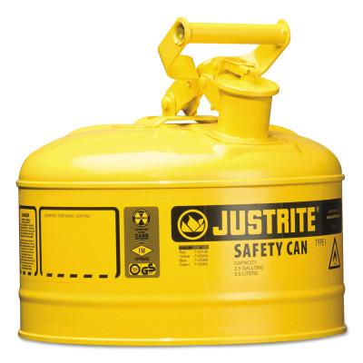 Justrite Type I Steel Safety Can, Diesel, 2.5 gal, Yellow, 7125200