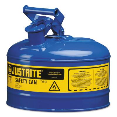 Justrite Type I Steel Safety Can, Kerosene, 2.5 gal, Blue, 7125300