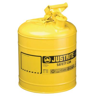 Justrite Type I Steel Safety Can, Diesel, 5 gal, Yellow, 7150200