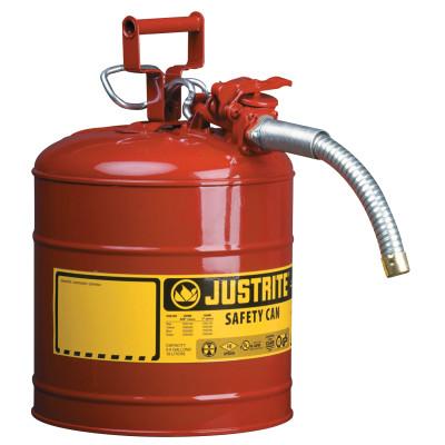 Justrite Type II AccuFlow Safety Cans, Flammables, 1 gal, Red, 7210120