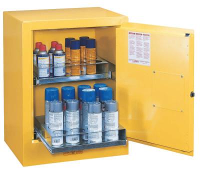 Justrite Sure-Grip EX Aerosol Can Safety Cabinets, Manual-Closing, 24 Aerosol Cans, 890500