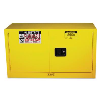 Justrite Yellow Piggyback Safety Cabinets, Self-Closing Cabinet, 17 Gallon, 891720