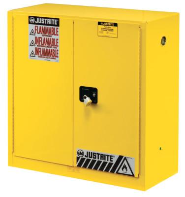 Justrite Yellow Safety Cabinets for Flammables, Manual-Closing Cabinet, 45 Gallon, 894500