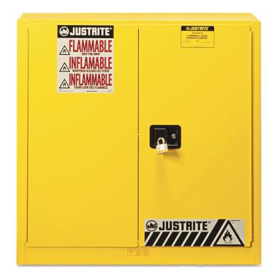 Justrite Yellow Safety Cabinets for Flammables, Manual-Closing Cabinet, 35 in, 30 Gallon, 893300