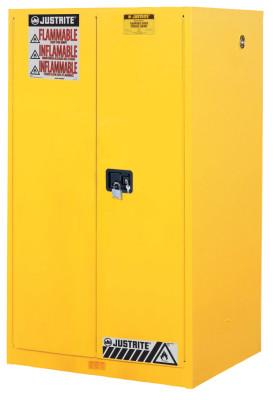 Justrite Yellow Safety Cabinets for Flammables, Manual-Closing Cabinet, 60 Gallon, 896000