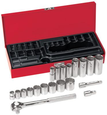 Klein Tools 20 Piece Socket Sets, 3/8 in, 65508