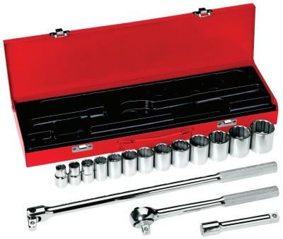 Klein Tools 16 Piece Socket Sets, 1/2 in, 12 Point, 65512