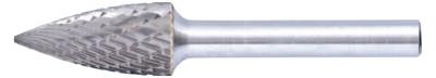 Pferd Carbide Tree/Pointed Shaped Bur Bit, 3/8"Dia. x 3/4"L Cut, 3R Double Cut, 22294