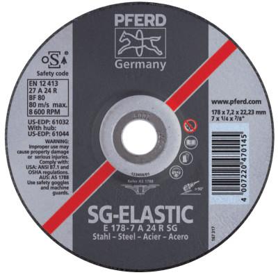 Pferd Depressed Center Grinding Wheel, 9 in Dia, 1/4 in Thick, 7/8 Arbor, Silicon, 61505