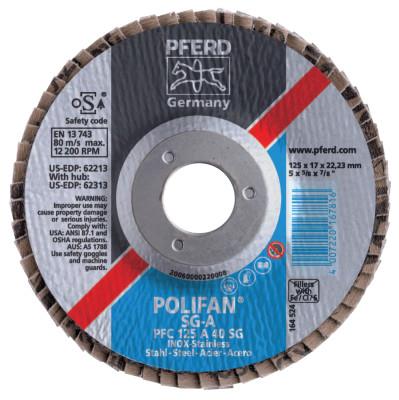 Pferd Type 29 POLIFAN SG Flap Discs, 7", 40 Grit, 5/8 Arbor, 8,500 rpm, Aluminum Oxide, 62308