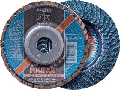 Pferd POLIFAN Flap Discs, 4 1/2 in, 50 Grit, 7/8 in Arbor, 13,300 rpm, 62947