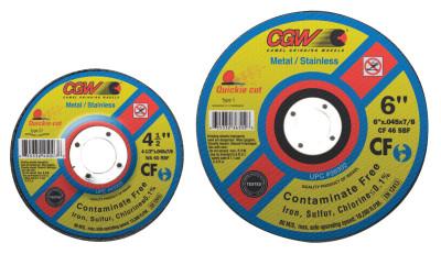 CGW Abrasives Contaminate Free Cut-Off Wheel, 7 in Dia, .045 in Thick, 60 Grit, Alum. Oxide, 45009