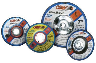 CGW Abrasives Depressed Center Wheel, Type 27, 9 in Dia, 1/8 in Thick, 5/8 in Arbor, Alum., 35649