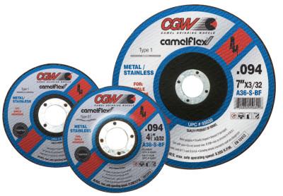 CGW Abrasives Thin Cut-Off Wheel, 7 in Dia, 3/32 in Thick, 5/8 Arbor, 36 Grit Aluminum Oxide, 45027