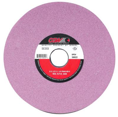 CGW Abrasives Pink Surface Grinding Wheels,, 7 X 1/2, 1 1/4" Arbor, 46, H, 58004