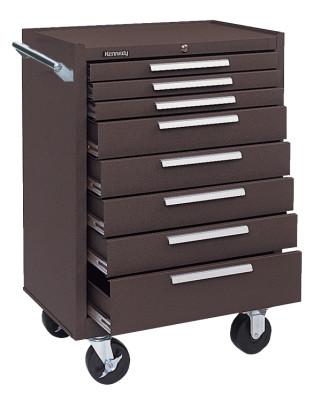 Kennedy Industrial Series Roller Cabinet, 27 x 18 x 39, 8 Drawers, Brown, w/Slide, 378XB