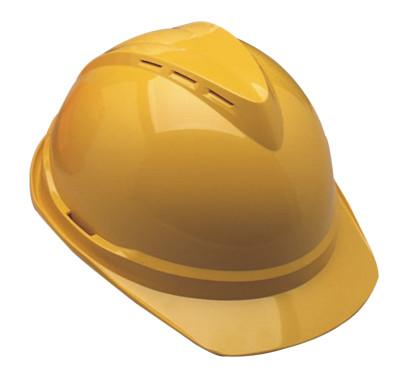 MSA V-Gard® 500 Protective Caps and Hats, 4 Point Fas-Trac, Vented Cap, Yellow, 10034020