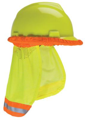 MSA SunShade Hard Hat Protector, Fits Most Hats and Caps, Yellow/Green with Reflective Stripe, 10098032