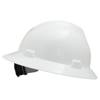 MSA V-Gard Protective Hats, Fas-Trac Ratchet, Slotted Hat, White, 475369