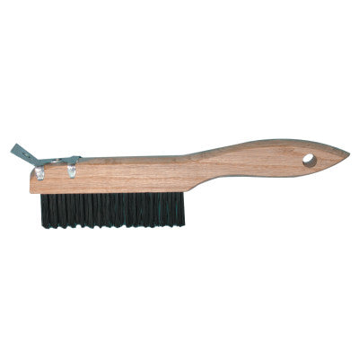 Magnolia Brush Shoe Handle Wire Scratch Brushes,10",4X16 Rows, Carbon Steel Wire, Wood, Scraper, 4-SC