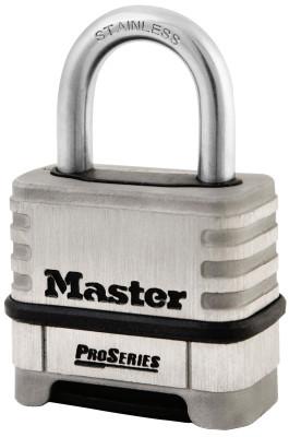 Master LockÂ® ProSeriesÂ Resettable Combo Locks,3/8"Dia,1 1/16"L X 15/16"W, Brass, Shroud, Card, 1177D