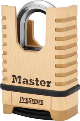Master Lock ProSeries Resettable Combo Locks,3/8"Dia, 1 1/16"L X 15/16"W, Brass, Shroud, Box, 1177