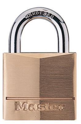 Master Lock® No. 140 Solid Brass Padlocks, 1/4 in Diam., 7/8 in L X 13/16 in W, Brass, 140D
