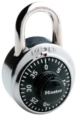 Master Lock No. 1500 Combination Padlocks, 9/32" Dia, 3/4" L X 13/16" W, Silver/Black, 1500