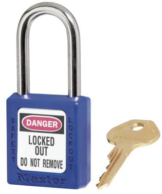 Master Lock® Zenex™ Thermoplastic Safety Padlock, 1-1/2 in W x 1-3/4 in L, Blue, Keyed Differently, 410BLU