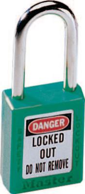 Master Lock® Zenex™ Thermoplastic Safety Padlock, 1-1/2 in W x 1-3/4 in L, Green, Keyed Differently, 410GRN
