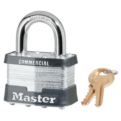 Master Lock® Laminated Steel Pin Tumbler Padlock, 3/8 in Diameter, 15/16 in L x 3/4 in W, Silver, 5KA-A383