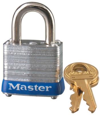 Master Lock® No. 7 Laminated Steel Pin Tumbler Padlocks, 3/16" Dia, 9/16"LX1/2"W, Keyed Diff, 7D