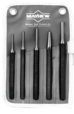 Mayhew™ 5 Pc Punch Kits, Round, English, Solid Punch, Pin Punches, Pouch, 62020