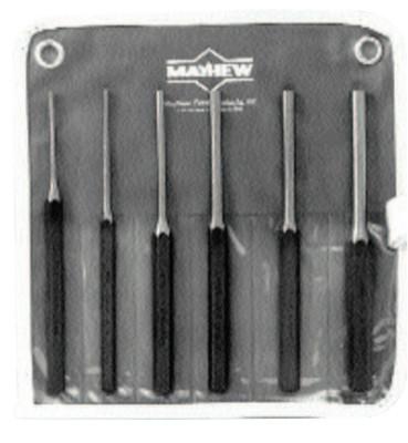 Mayhewƒ?› 6 Pc Metric Pin Punch Kits, Round, Metric, Pouch, 62080