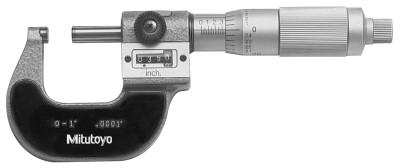 Mitutoyo Series 193 Digit OD Micrometers, 2 in-3 in, .0001 in, Ratchet Stop, 193-213