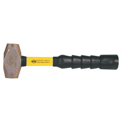 Nupla® Classic Nuplaglas® Non-Sparking Brass Hammer, 4 lb Head, 12 in Fiberglass Handle, Super Grip, 30-040