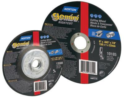 Saint-Gobain Gemini® RightCut Cut-Off Wheel, Type 1, 6 in dia, 3/32 in Thick, 7/8 in Arbor, 46 Grit, Aluminum Oxide, 66252823601