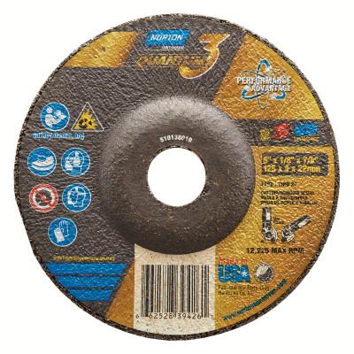 Saint-Gobain Quantum3 SG CA Type 27 Grinding Wheel, 7 in dia, 1/8 in Thick, 7/8 in Arbor, 24 Grit, Ceramic Alumina, 66252839430