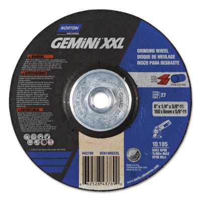 Saint-Gobain GEMiNi XXL Depressed Ctr Wheels, 6" Dia, 1/4" Thick, 5/8" Arbor, Alum Oxide, 66252843789