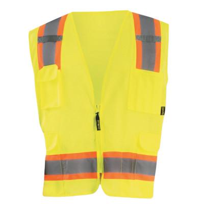 OccuNomix Class 2 Surveyor Style Mesh Vests, Large, Yellow, ECO-ATRNSM-YL