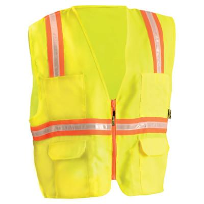 OccuNomix Non-ANSI Contractor Style Solid Vests, XL, Hi-Viz Yellow; Orange Contrast Trim, LUX-XTRANS-YXL