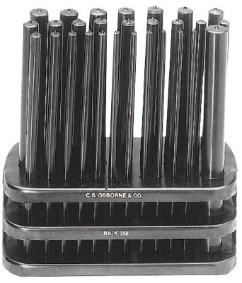 C.S. Osborne Punch Sets, Transfer Punch Set, Round, English, 28 Punches 3/23 in - 19/64 in, K-358